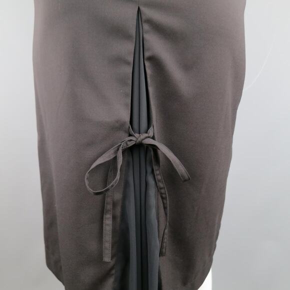 DROZDZIK Size 6 Black Pleated Wool Sheer Fishtail Pencil Skirt - Picture 6 of 8